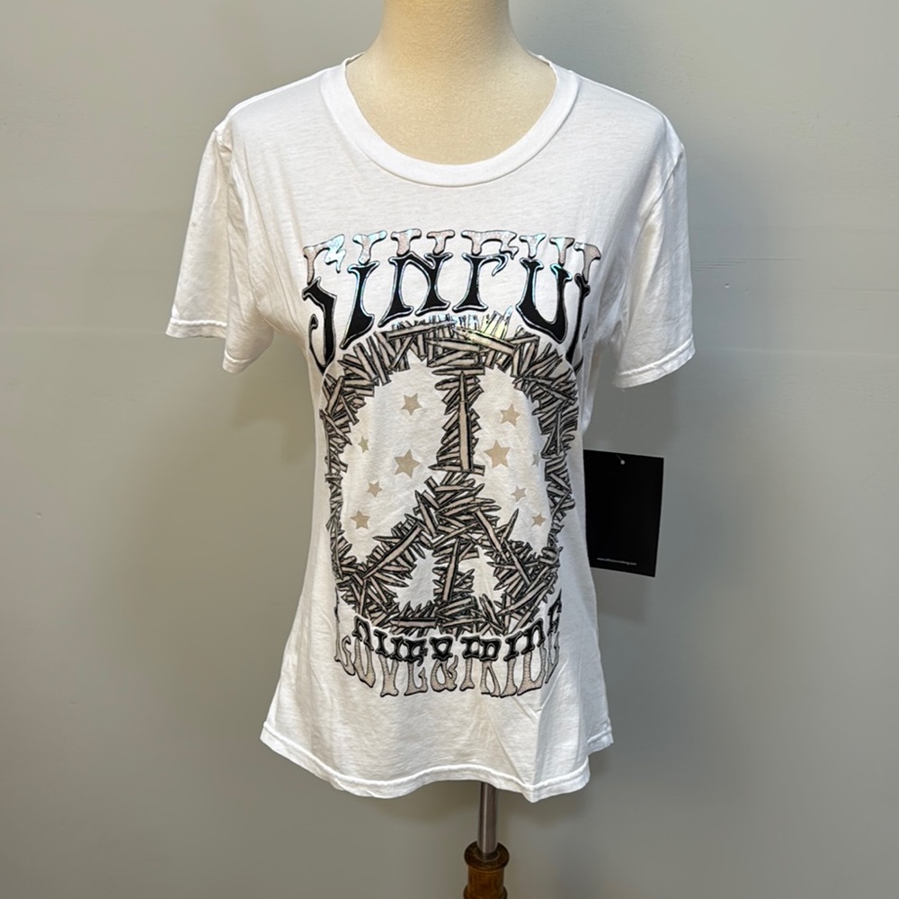 NWT Sinful by Affliction t-shirt women’s sz L, as is